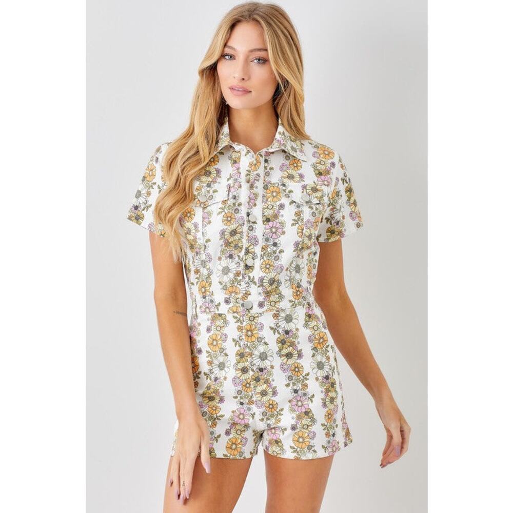 BaeVely daisy jones floral romper women's size small